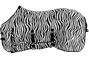 Marengos - Zebra Fly Blanket - Fine Mesh Horse Blanket with Belly & Tail Flap - Insect Protection - with Kick Pleat & Double Front Closure - Outdoor Horse Blanket - 145 cm