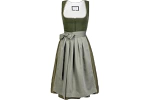 Edelnice Traditionellt mode, midi Dirndl Anni av linne, grön inkl. Dirndlförkläde, stl. 32–54