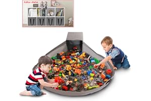 SUMBABO Spielzeug Tasche für Lego Spielmatte – Duplo Spielzeug Aufbewahrungsbehälter für Kinder mit Deckel dose als Geschenk (Grau)