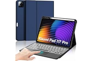 JADEMALL Clavier avec Touchpad pour Xiaomi Pad 7/7 Pro 11.2" 2025, AZERTY Français Clavier Rétroéclairé Bluetooth Magnétique Détachable avec Trackpad pour Tablette Xiaomi Pad 7/7 Pro 11.2 Pouces, Bleu