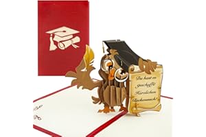 BETESSIN 3D Pop-Up Karte zur Graduation - Abschluss Glückwunschkarte im Eule Stil - Du hast es geschafft! Herzlichen Glückwunsch! - Bestandene Prüfung Geschenk für Bachelor, Master, Doktor usw.