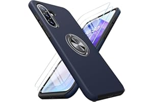 AOUIA für Samsung Galaxy A36 5G Hülle mit 2 Stück Panzerglas, 3-in-1 Set Schutzhülle, 360°Drehbarer Ring Kickstand, Anti-Fingerabdruck Militärstandard Stoßfest Handyhülle für Samsung A36, Dunkelblau