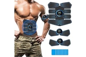 HENESE Electrostimulateur Musculaire,EMS Abdominale Electrostimulation,Abdominaux Electrostimulateur Musculaire 6 Modes 9 Niveaux,Appareil Electrostimulation Musculaire Femme Homme pour Abdomen/Bras/Jambes
