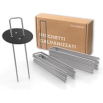 Picchetti In Acciaio Zincato Per Teli Pacciamatura - 50 Picchetti + 10 Rondelle, Ø3mm, 150mm - Foto 3