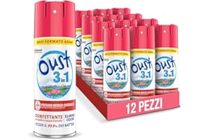 Oust 3 in 1 Spray Disinfettante 400 ml, Fragranza Fresh Garden, per Superfici e Tessuti, Uccide il 99,9% dei Batteri, 12 unità da 400 ml