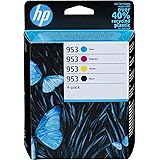HP 953 Pack de 4 Cartouches d'Encre Noire, Cyan, Magenta et Jaune Authentiques (6ZC69AE) | L'emballage peut varier