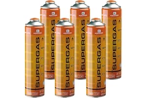 ONLYFLY Kemper - Cartucce Gas 330g Confezione da 6 Bottiglie Butano propano 600ml Caramella Gas Universale Valvola 7/16