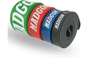 SUPER ACTIVE SPORTS MARTIAL MADGON Bande Elastiche di Resistenza (Come Fascia Singola in 5 Punti di Forza o in Set) – Resistance Band Antistrappo con Borsa e Guida PDF - Elastici Fitness