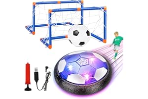 AHYDFSR Air Power Football, Rechargeable Jeu Foot Enfant, Jouet Garcon Football avec 2 Buts,Rechargeable avec LED Lumière Hover Soccer Ball Jeux de Foot Cadeau d'anniversaire pour Garçons Filles