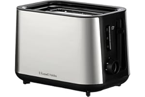 Russell Hobbs Toaster 2 Slice (Extra Wide slots, 6 Browning levels, High-Lift, Frozen, Reheat & Cancel function, Lift & Look, Removable crumb tray, Brushed stainless steel) Classics 27390