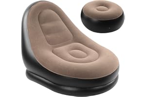 Ladieshow 2 Piezas Sillon Hinchable, PVC y Tejido Flocado Sofa Hinchable Elegante y Sencillo Sofa Inflable Camping Perezoso Comodo, Simple Inflar Desinflar, Muy Adecuado para Interiores y Exteriores