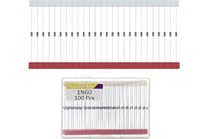 ALLECIN 100 Piezas 1N60 Diodo Schottky 30mA 40V IN60 Diodos de Germanio Axial DO-35 (DO-204AH) 30Miliamperios 40Voltios