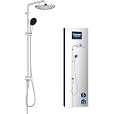 GROHE Vitalio Start 250 Y&ouml;n Değiştiricili Duş Sistemi, 920mm Duvar Dışı Bağlantılı, 2 Akışlı Yuvarlak Tepe Duşu, 2 Akışlı El 
