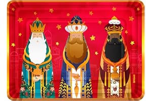 PARTYLOSOPHY OH Yeah - 2 Unidades Bandeja Rectangular Reyes Magos Cartón Desechable 25 x 34 cm - Decoración Temática Navideña de Reyes Magos - Diseño Festivo Navideño - Celebración Noche de Reyes