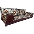 Spirit Home Interiors Three Seater Modular Handmade Arabic Style Majlis Sofa Set - Bohemian Floor Cushions - Garden Bench Cushions - Window Seat Pads