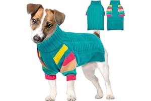 MHaustlie Pull Chien Moyen, Pull Noel Chien, Pull à Col Roulé en Tricot pour Chien, Pull d'hiver Chaud pour Chien, Pull Thermique pour Chien, Pull pour Chien Jack Russells, Schnauzer (M, Vert)
