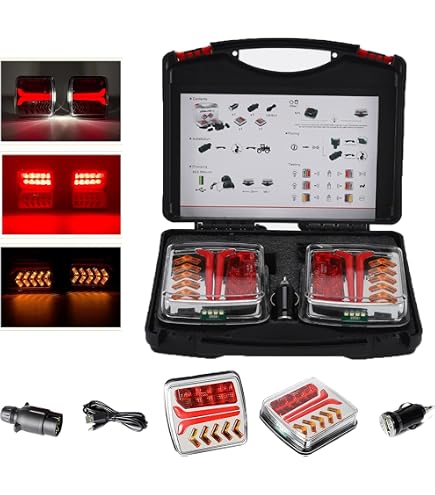 ETUKER Feux Arrière De Remorque Magnétiques Sans Fil 12V LED - Étanché IP65 Avec Réflecteur - Pour Remorque, Camion, Caravane