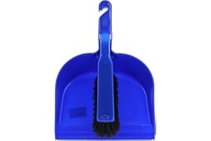 DELAISY KARGO Pelle et Balayette - Pelle - Balai et pelle - Ustensiles de Nettoyage - Ramasse poussières - Ensemble ménage - Pelle plastique avec balayette - Coloris bleu