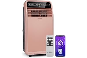 Klarstein Climatiseur Mobile Silencieux, Smart Climatiseur 4 en 1, Mode Nuit, Déshumidificateur, Ventilateur, Mini Climatisation à Faible Conso, Evacuation, Clim Portable, 12000 BTU, Climatiseurs