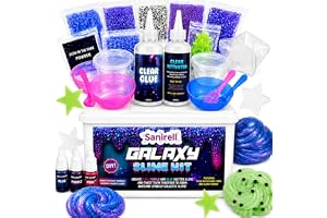 Sanirell 36 PCS Galaxy Slime Kit for Kids, DIY Slime Making Kit with Fluffy Clay, Glow in The Dark Slime, Glitter, Slime Activator, Arts & Crafts Gift Set for Girls & Boys