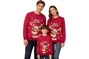 Genérico Jersey Navidad Familiares Suéter Navidad Familia Pijama Manga Larga Pullover Mujer Hombre Niño Niña Sudaderas Navideño Cuello Redondo Tops Pijamas Suéter Familia Invierno Talla Grande
