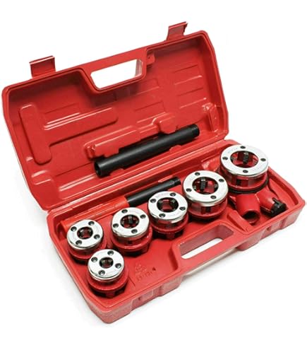 Set Filiere Per Tubi Idraulici 7 Pezzi - Professionale Per Idraulici E Fai Da Te! Misure Complete Da 1/4 A 1-1/4 - Foto 4