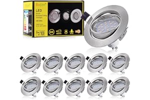 Bojim Faretti LED da Incasso Per Cartongesso orientabile GU10, 10x Faretti Controsoffitti luce Calda 2800K, 6W 600LM Luci da Incasso Orientabile di 30° Angolo a Fascio 120° IP20 AC 220V 82Ra