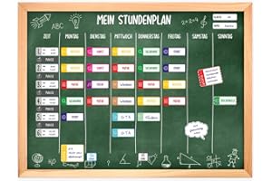 ‎NIKIMA SCHÖNES FÜR KINDER magnetischer Stundenplan Tafel grün mit 90 Magneten und Stift - abwischbar Wochenplaner Schule - ca. 40 x 30 cm