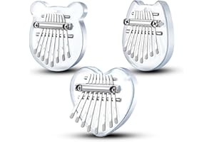 EVERJOYS Confezione da 3 mini pianoforte Kalimba, 8 tasti, portatile in legno massello, per bambini e adulti, regalo musicale tascabile per principianti con catena