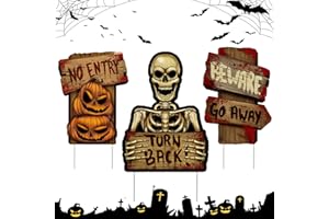 LYNBLY Segnale di Pericolo Halloween, 3 Pezzi lapide halloween, decorazioni halloween giardino, per Halloween Decorazioni Esterno del Cortile del Giardino del Prato Casa stregata