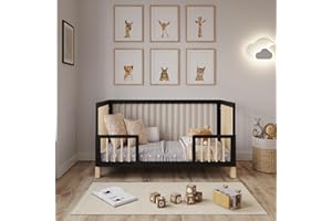 Love For Sleep ALEXANDER 4-in-1 Baby Cot Bed 140x70cm, Adjustable Mattress Base, Toddler and Day Bed, Converts into Sofa Bed, Wooden Barriers Included, Crib From Birth to 6 Years (Anthracite/Pine)