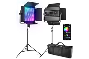 NEEWER RGB1200 LED lampa wideo RGB z aplikacją/sterowaniem 2,4 G, 2 × 60 W, światło wideo ze statywem i torbą, światło ciągłe, światło do fotografii o jasności 22000 luksów, 0,5 m/1%, precyzyjne