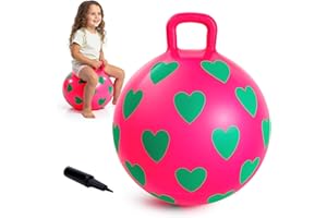 INPODAK 40cm Balle Sauteuse Space Hopper Ballon Sauteurs avec poignée Balles gonflables avec Pompe à Main Balle Sauteuse pour Enfants de 3 à 6 Ans Jouet Sauteur pour Enfants