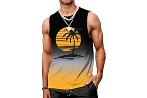 MARZXIN Tank Top Men's Sleeveless Hawaii Printed Muscle Shirts Gym Vest Men Breathable Bodybuilding Shirt