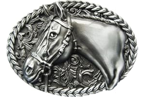 JEAN'S FRIEND Nuovo Stile Vintage Western Corda Cavallo Cowboy Ovale Cintura Fibbia Boucle de ceinture, Colore argento spazzolato antico, taglia unica