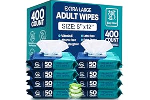 ALLSETT HEALTH Wet Body Wipes for Adults Bathing No Rinse - Wet Wipes for Elderly 8" x 12" (400 count) Shower for Adults No Rinse, Incontinence Disposable Washcloths, Aloe Vera, Vitamin E