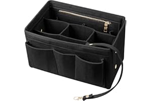 JOKUREAO Handtaschen Organizer, Multi-Pocket Handtasche Innentasche, Filz Taschenorganizer mit Entnehmbare Fächer, Filz Taschenorganizer Bag in Bag für Aufbewahrung und Organisation(27*15*16cm,Schwarz)