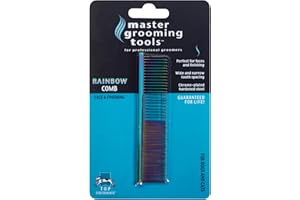 Master Grooming Tools Rainbow Greyhound Kämme – Europäischer Stil für Fellpflege Hunde – fein/grob, 19,5 cm, Medium, blau