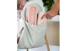 Nibble and Rest Highchair Handy Pocket Pouch, Compatible with IKEA Antilop Highchair,High Chair Accessories, Wipeable and Waterproof Material, One Large Pouch with an Internal Zip Pocket- (Sage)
