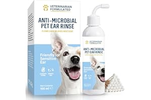WERPOWER Dog-Ear-Cleaner-Dog-Ear-Drops for Infection Antibiotics, Cat Ear Cleaner with Cotton Swabs
