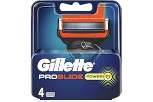 Gillette Fusion 5 Proglide Power Lamette da Barba, per Rasoio di Sicurezza, Confezione da 4 Ricambi da 5 Lame, Rifinisce le Aree più difficili