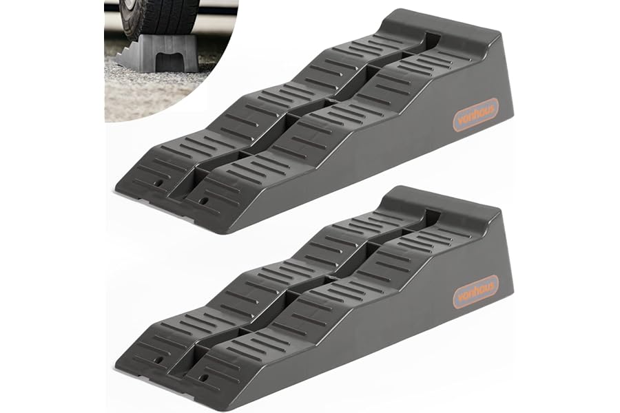 VonHaus Caravan Levelling Ramp Set – Heavy Duty Chocks/Blocks for Keeping Motorhome, Campervan, RV, Trailer, Caravan, Car, Van Secure – 3 Step Levels, Non-Skid, Strong & Durable, 2.5 Tonne Capacity