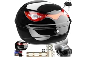 ‎TECTAKE tectake® Motorradkoffer, Gepäckträger, Topcase abschließbar für Helm Motorrad, Mofa Helm, Moped Helm, passend für Roller, Moped, e Roller, Quad, Transport Box mit Schloss, Heckbox - 22 Liter Volumen