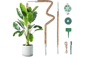 COEWUR Moss Pole for Monstera, 2 Pack 60cm/110cm Bendable Plant Stakes Moss Poles for Potted Indoor Climbing Plants, Coco Coir Pole Plant Sticks Support for Creeper Plants Grow Upwards