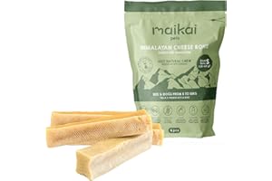 MAIKAI Masticativi di formaggio di latte di yak dell'Himalaya per cani - Osso 100% Naturali - Giochi cane da masticare - Bastoncini cuccioli - Regalo Natale (Confezione da 4 x S)