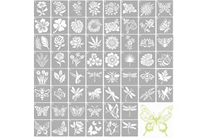 GRASSLANDY schablonen zum malen, 60 Stück Wiederverwendbare Blätter Blumen Schmetterling Schablone Set schablonen textilgestaltung Malvorlagen für DIY Sammelalben, Malen Auf Holz, Wand vorlagen steine bemalen