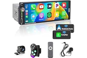 Alondy Autoradio 1Din mit Bildschirm (6,9") Kompatibel mit Apple CarPlay [Wireless] Android Auto Bluetooth USB (Typ-C 2,1A Schnellladung) Rückfahrkamera AM/FM/RDS Radio