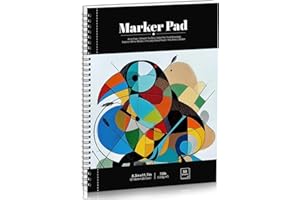WSICSE 50 Sheets Marker Paper Pad, A4 Bleedproof Art Sketch Pad, 73lb/120gsm Drawing Paper Spiral Sketch Book, Painting Coloring Alcohol Marker Paper for Beginners, Artists, Gift