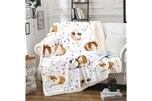 LOUSSIESD Meerschweinchen-Fleece-Überwurfdecke für Mädchen, Jungen, Kinder niedliches Meerschweinchen Sherpa-Decke dekor Karikatur Haustier Meerschweinchen Kuscheldecke bunte Tupfen, flauschige Decke 150x200cm