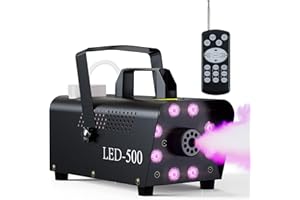 MOTORENBAU Machine à Fumée, 500W Machine à Brouillard avec Télécommande Sans Fil et 13 LED Lumière Effet Stroboscopique en Couleurs,pour DJ disco,Halloween,Noël, Mariages Étapes Fêtes et Spectacles